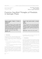 Covertex inscribed triangles of parabola in isotropic plane