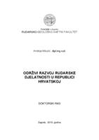 Održivi razvoj rudarske djelatnosti u Republici Hrvatskoj
