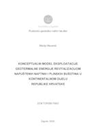 prikaz prve stranice dokumenta Konceptualni model eksploatacije geotermalne energije revitalizacijom napuštenih naftnih i plinskih bušotina u kontinentalnom dijelu Republike Hrvatske