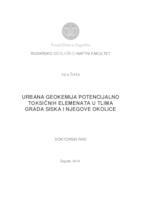 prikaz prve stranice dokumenta Urbana geokemija potencijalno toksičnih elemenata u tlima grada Siska i njegove okolice